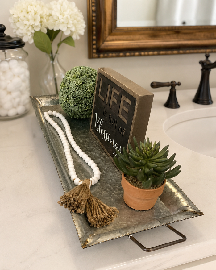 Galvanized Accent Tray for Home Décor