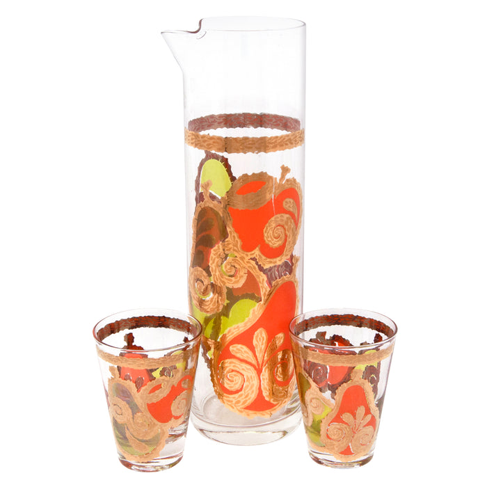 Vintage Georges Briard Orange & Green Apples & Pears Cocktail Pitcher Set | The Hour Shop