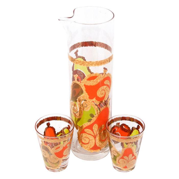 Vintage Georges Briard Orange & Green Apples & Pears Cocktail Pitcher Set Top | The Hour Shop