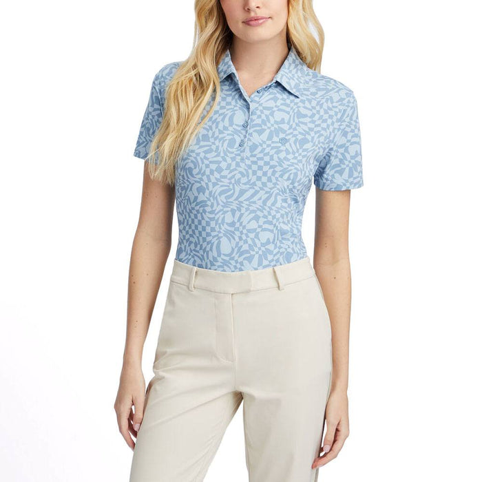 Gfore Distorted Check Silky Tech Nylon Golf Polo 2023 Women