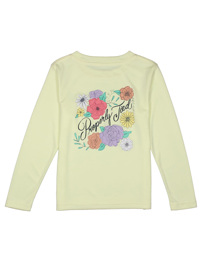 Girls Performance Tee LS PT Floral Light Yellow