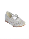 GIRLS RHINESTONE STUDDED MESH FLATS WITH A ELASTIC STRAP