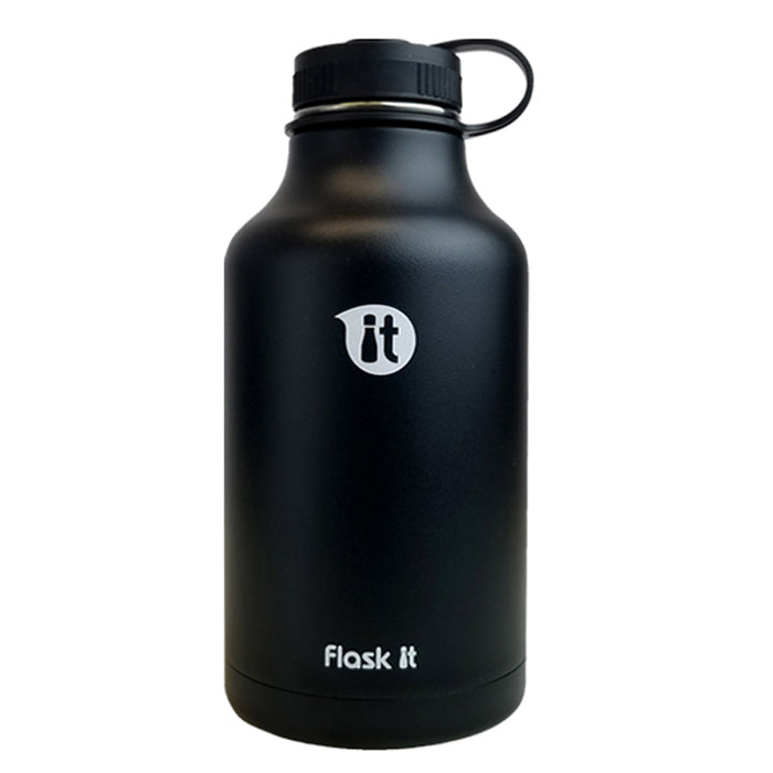 Black / 64 oz (Black Wide Mouth Flat Clip Cap)