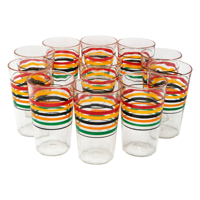 Hand Painted Multi Color Stripe Cocktail Glasses