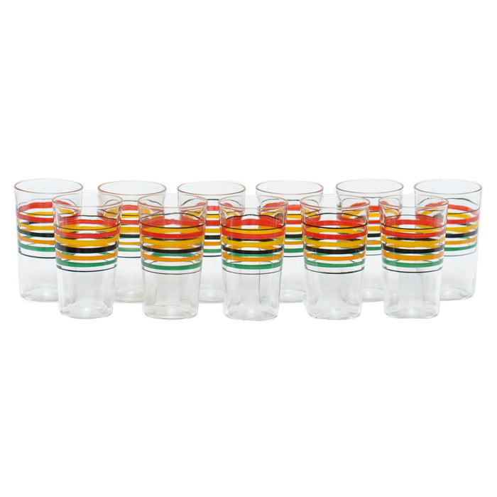 Hand Painted Multi Color Stripe Cocktail Glasses | The Hour Vintage