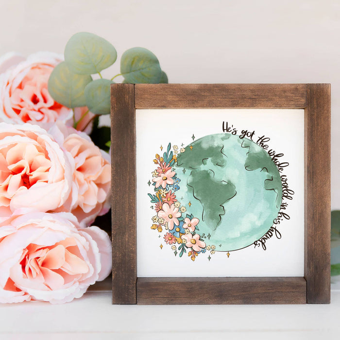 "He's Got The Whole World" Framed Sign