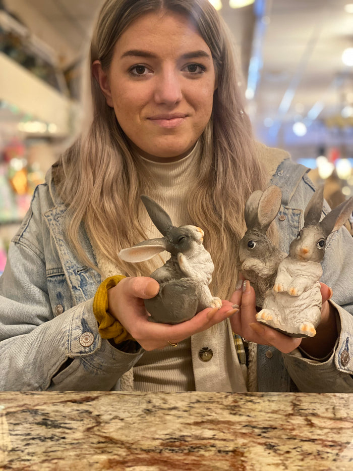 Set of 3 Gray and White Baby Bunnies