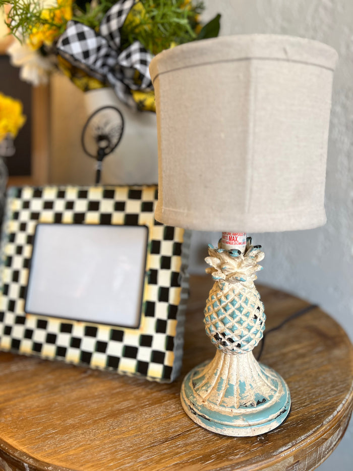 Mini Lamp Blue And Ivory Pineapple