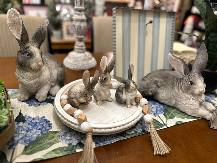 Set of 3 Gray and White Baby Bunnies