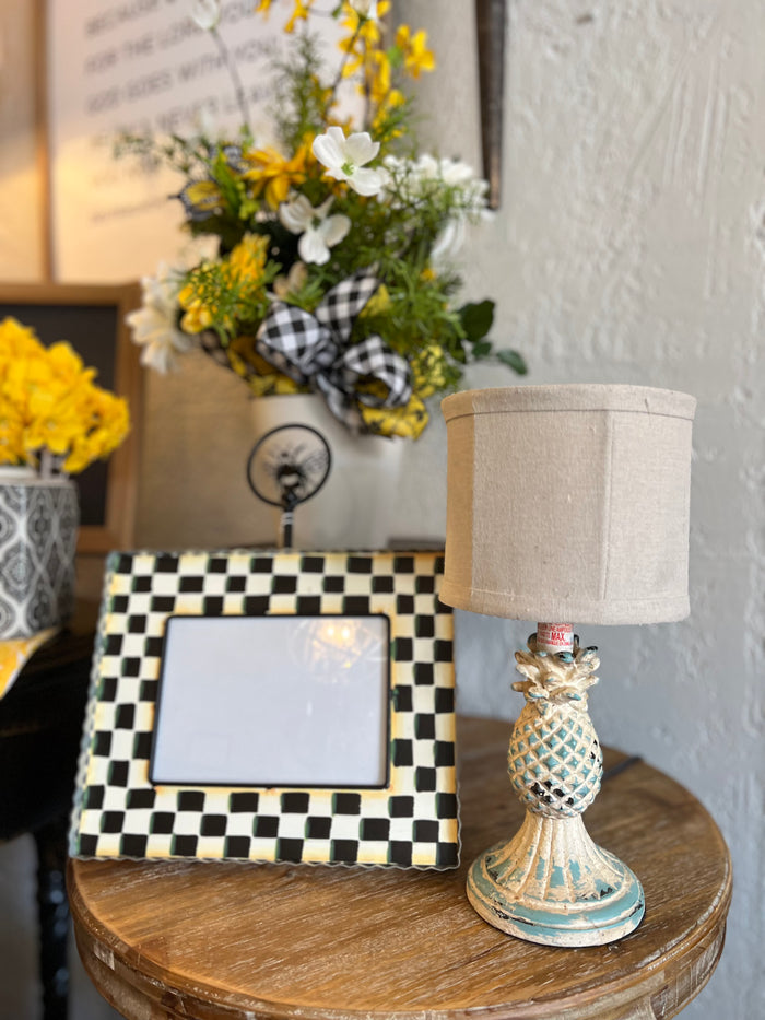 Mini Lamp Blue And Ivory Pineapple