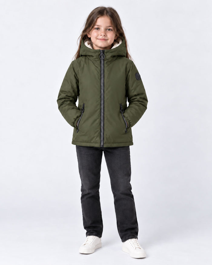 Imperméable doublé enfant Army foncé Glaico sherpa