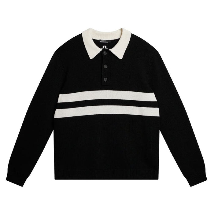 J.Lindeberg Patrik Rugby Knit Golf Polo Black - WI23
