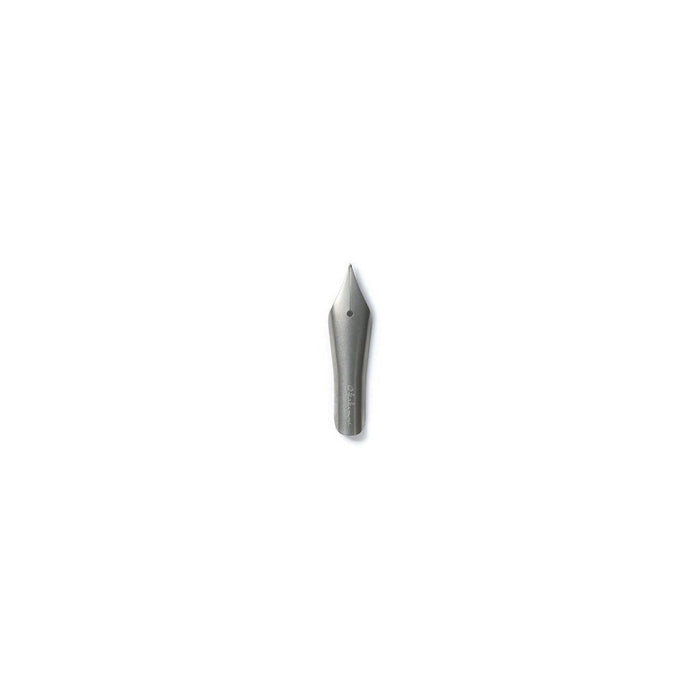 Metal pen nib on white background