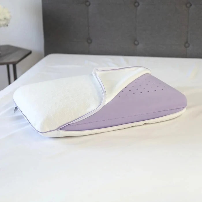 Lavender Memory Foam Pillow close-up - Contoured support design