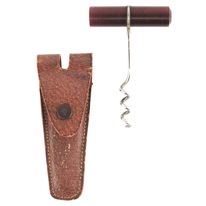 Leather Cased Red Lucite Handle Travel Corkscrew | The Hour