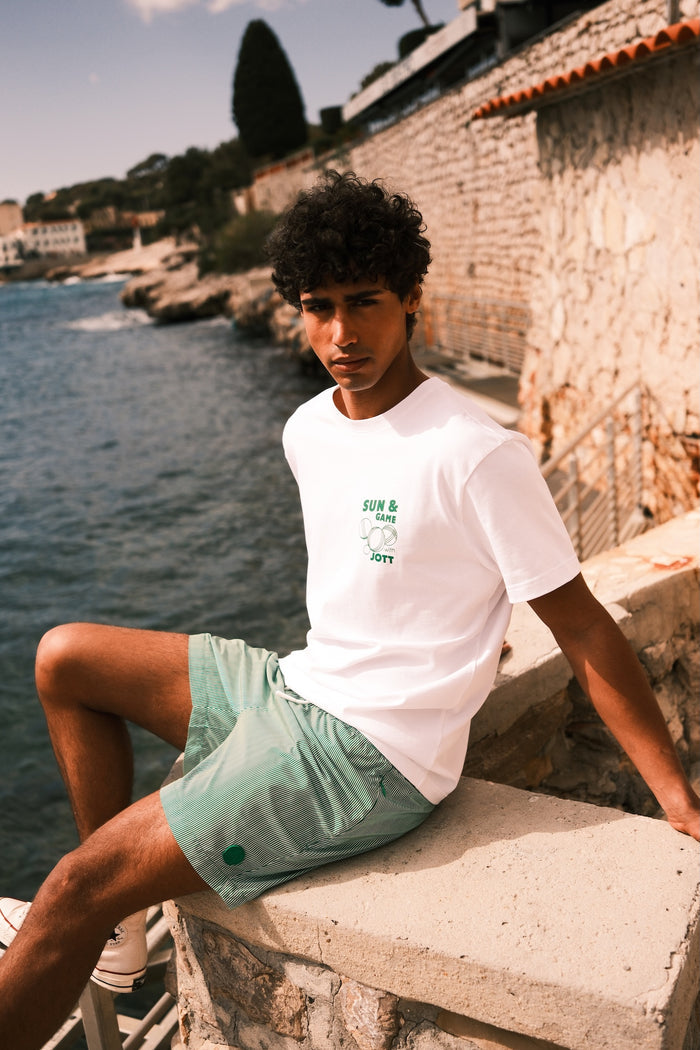 Maillot de bain Vert sauge rayé Ian stripe