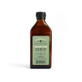 Bottle of Maine Pine Syrup with a label on a white background
