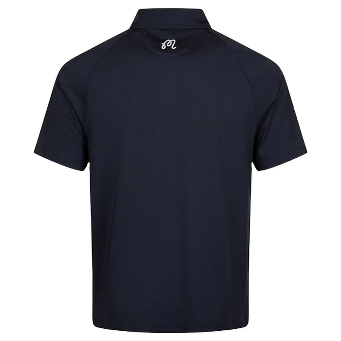 Malbon Evergreen Raglan Sleeve Mesh Golf Polo Navy - FW24 Men
