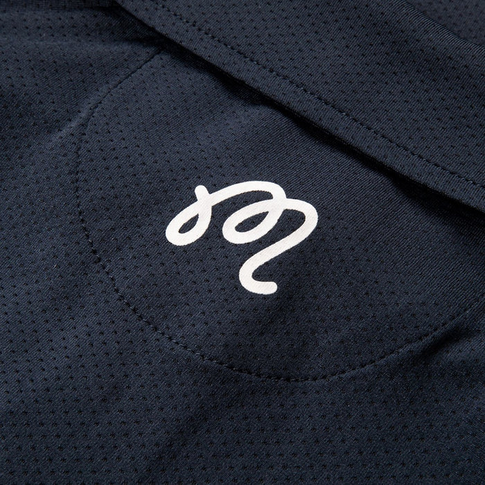Malbon Evergreen Raglan Sleeve Mesh Golf Polo Navy - FW24 Men