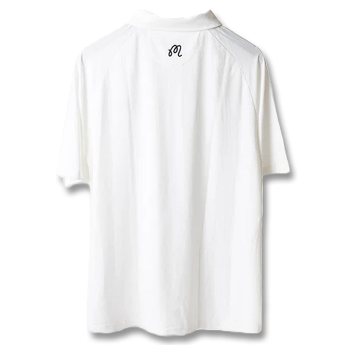 Malbon Evergreen Raglan Sleeve Mesh Golf Polo White