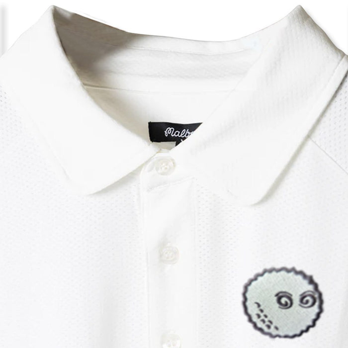 Malbon Evergreen Raglan Sleeve Mesh Golf Polo White