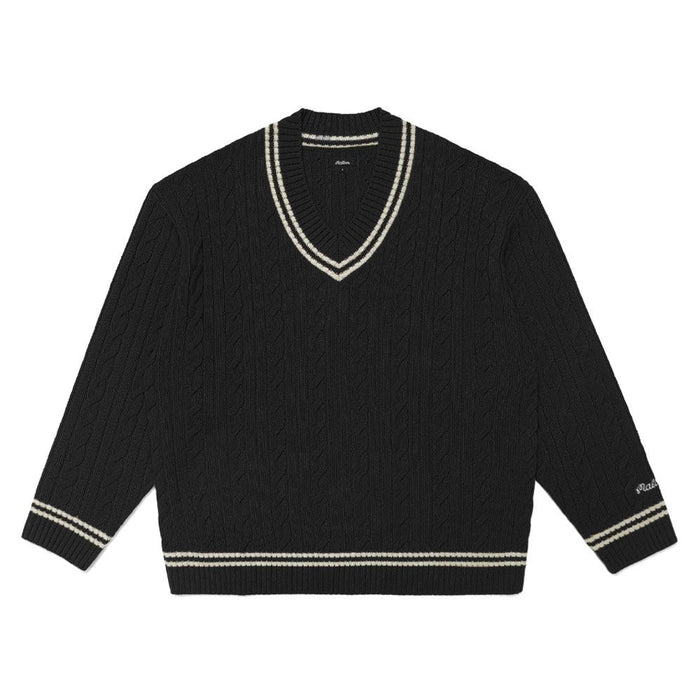 Malbon Ivy Cable Knit Golf Sweater Black