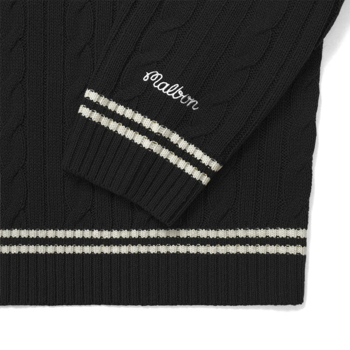 Malbon Ivy Cable Knit Golf Sweater Black