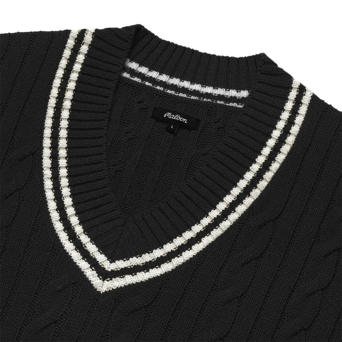 Malbon Ivy Cable Knit Golf Sweater Black