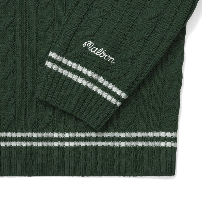 Malbon Ivy Cable Knit Golf Sweater Hunter Green