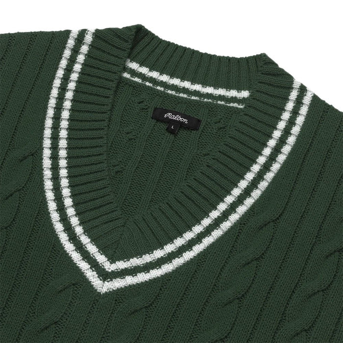 Malbon Ivy Cable Knit Golf Sweater Hunter Green
