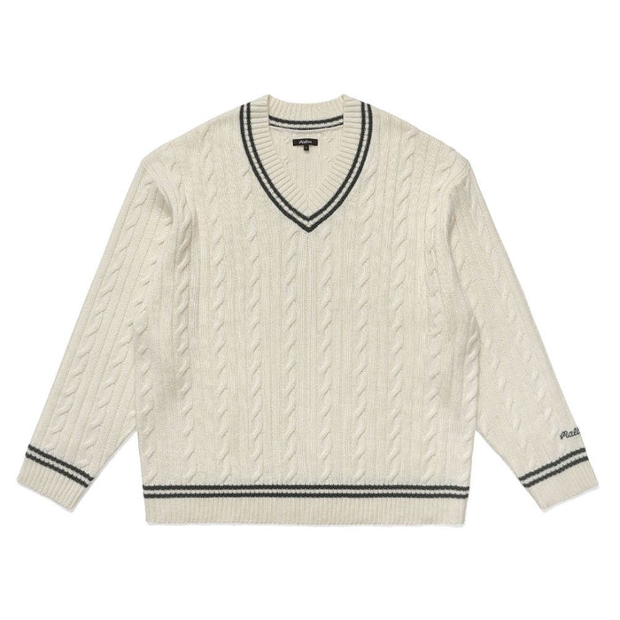 Malbon Ivy Cable Knit Golf Sweater Natural