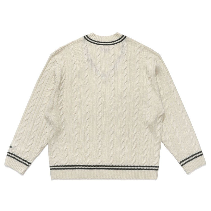 Malbon Ivy Cable Knit Golf Sweater Natural