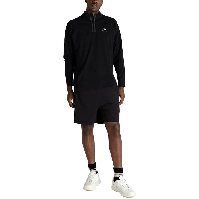 Malbon Performance Raglan Quarter Zip Golf Pullover Black