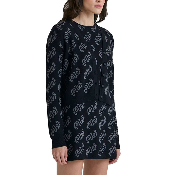 Malbon Poppy Cardigan Golf Sweater Black Women