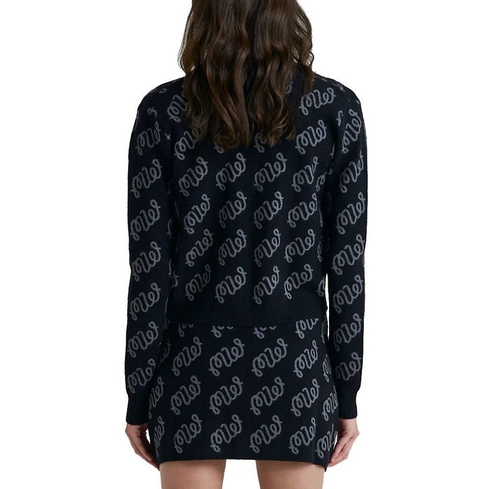 Malbon Poppy Cardigan Golf Sweater Black Women