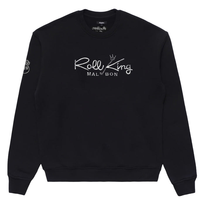 Malbon Roll King Crew Fleece Golf Sweater Black - FW24