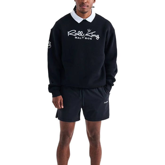Malbon Roll King Crew Fleece Golf Sweater Black - FW24