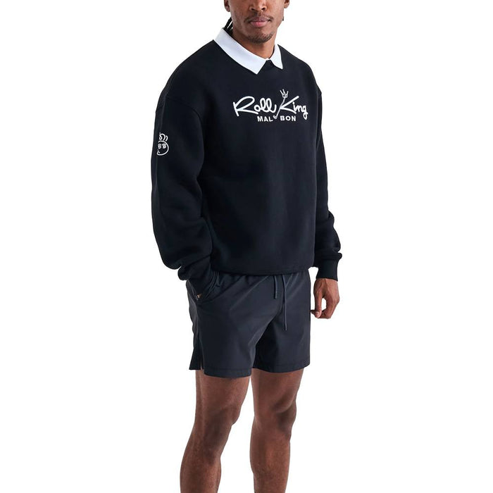Malbon Roll King Crew Fleece Golf Sweater Black - FW24