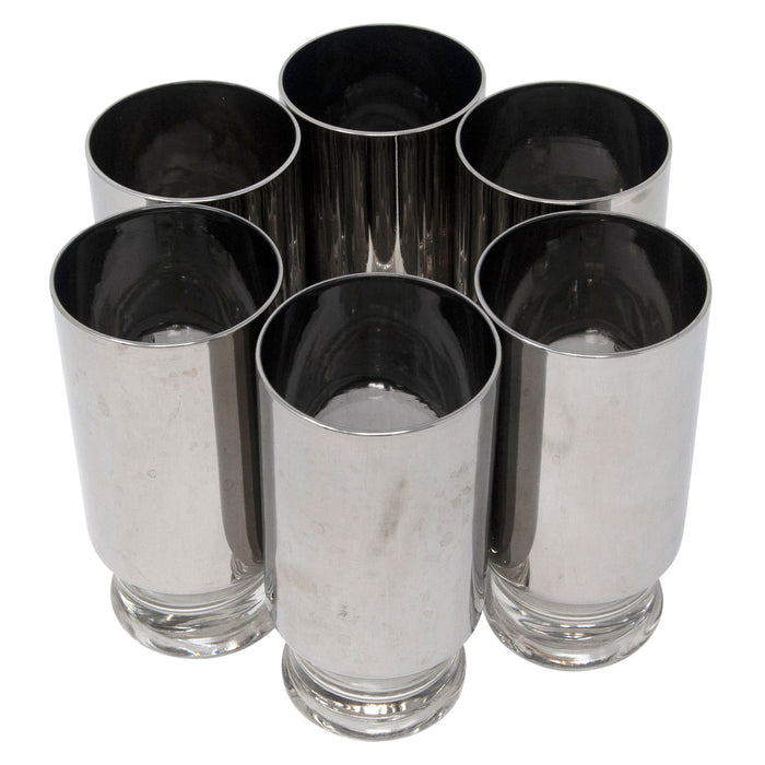 Vintage Mercury Coated Footed Collins Glasses Top View | The Hour Shop
