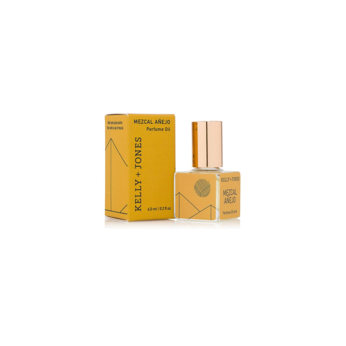 Perfume bottle and packaging with Kelly + Jones branding on a white background