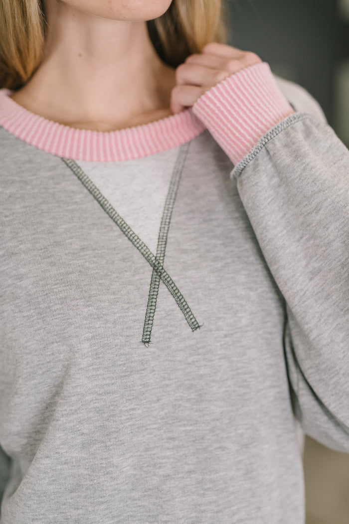 Midnight Cravings Trim Accent Pullover in Grey