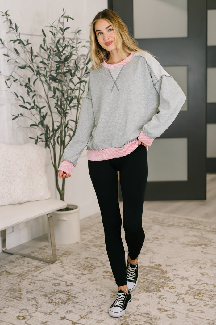 Midnight Cravings Trim Accent Pullover in Grey