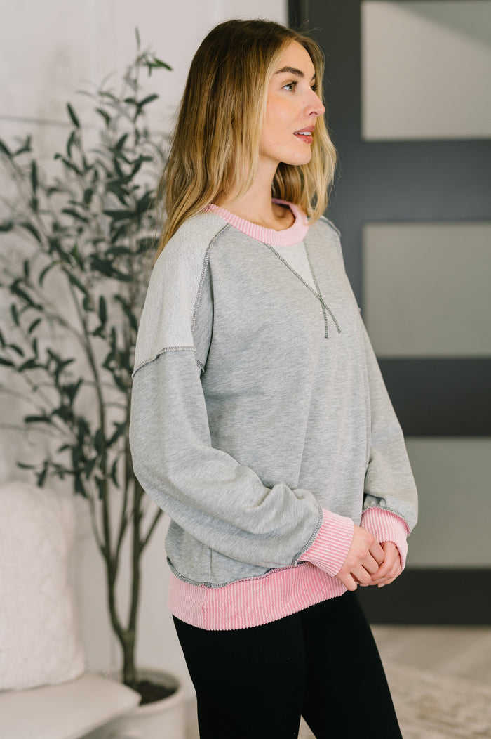 Midnight Cravings Trim Accent Pullover in Grey