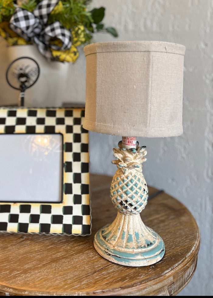 Mini Lamp Blue And Ivory Pineapple