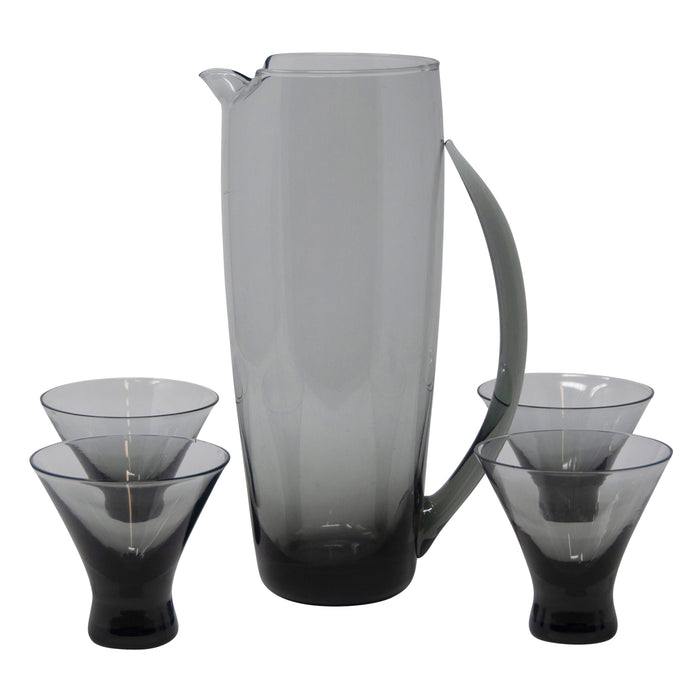 Vintage Morgantown Cocktail Pitcher Smoke Glass Set | The Hour Shop