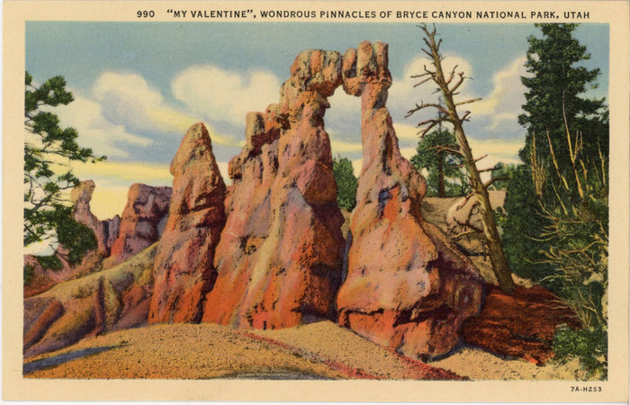 My Valentine Wondrous Pinnacles Bryce Canyon National Park Vintage Utah Postcard (unposted) - Vintage Postcard Boutique