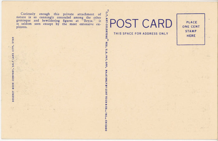 My Valentine Wondrous Pinnacles Bryce Canyon National Park Vintage Utah Postcard (unposted) - Vintage Postcard Boutique