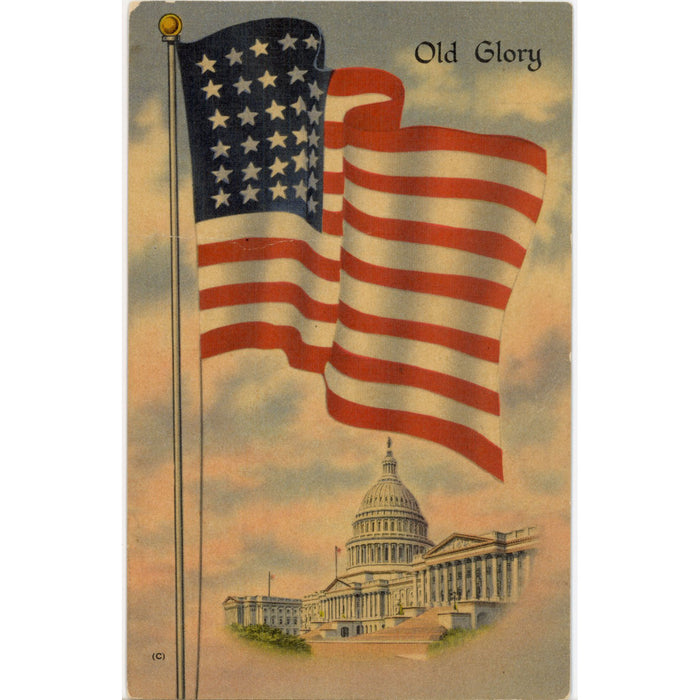 Old Glory Patriotic American Flag US Capitol Vintage Postcard (unposted) - Vintage Postcard Boutique