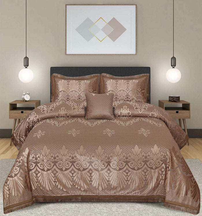 Palachi Velvet & Leather Bed Sheet Set – 4 Pcs Design Code 568 - Nishat Creative Store