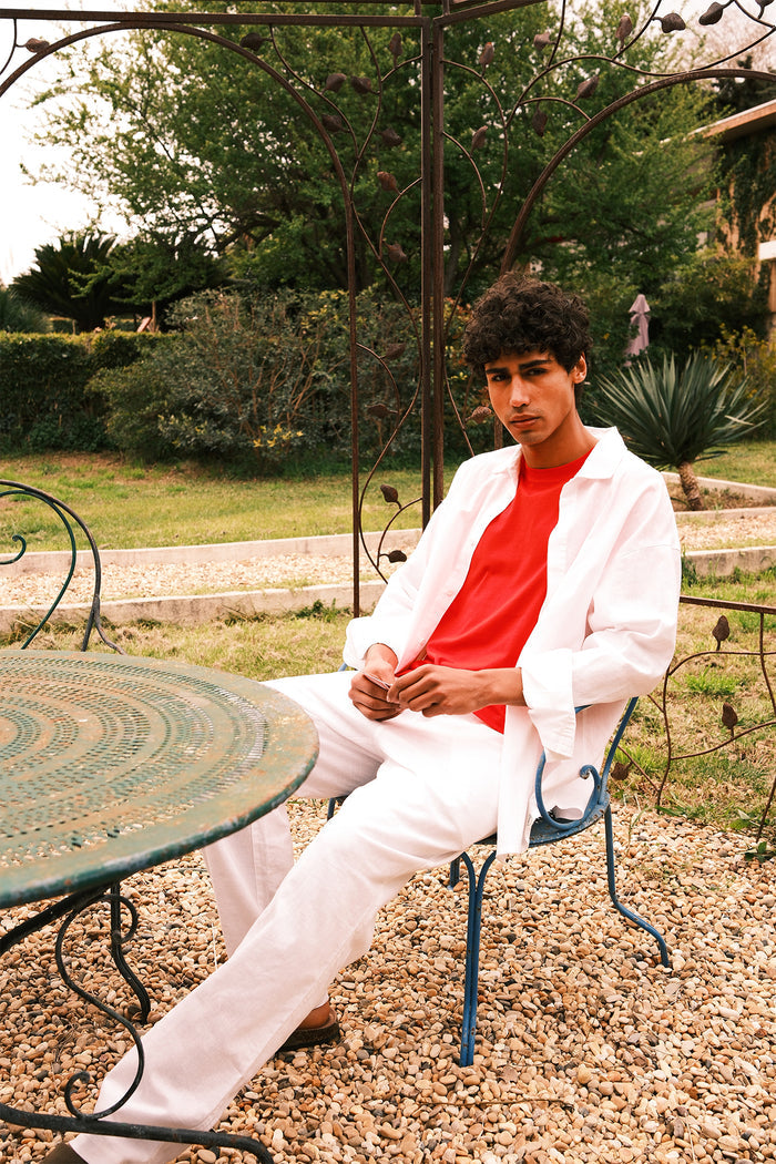 Pantalon droit en lin Blanc Caspian